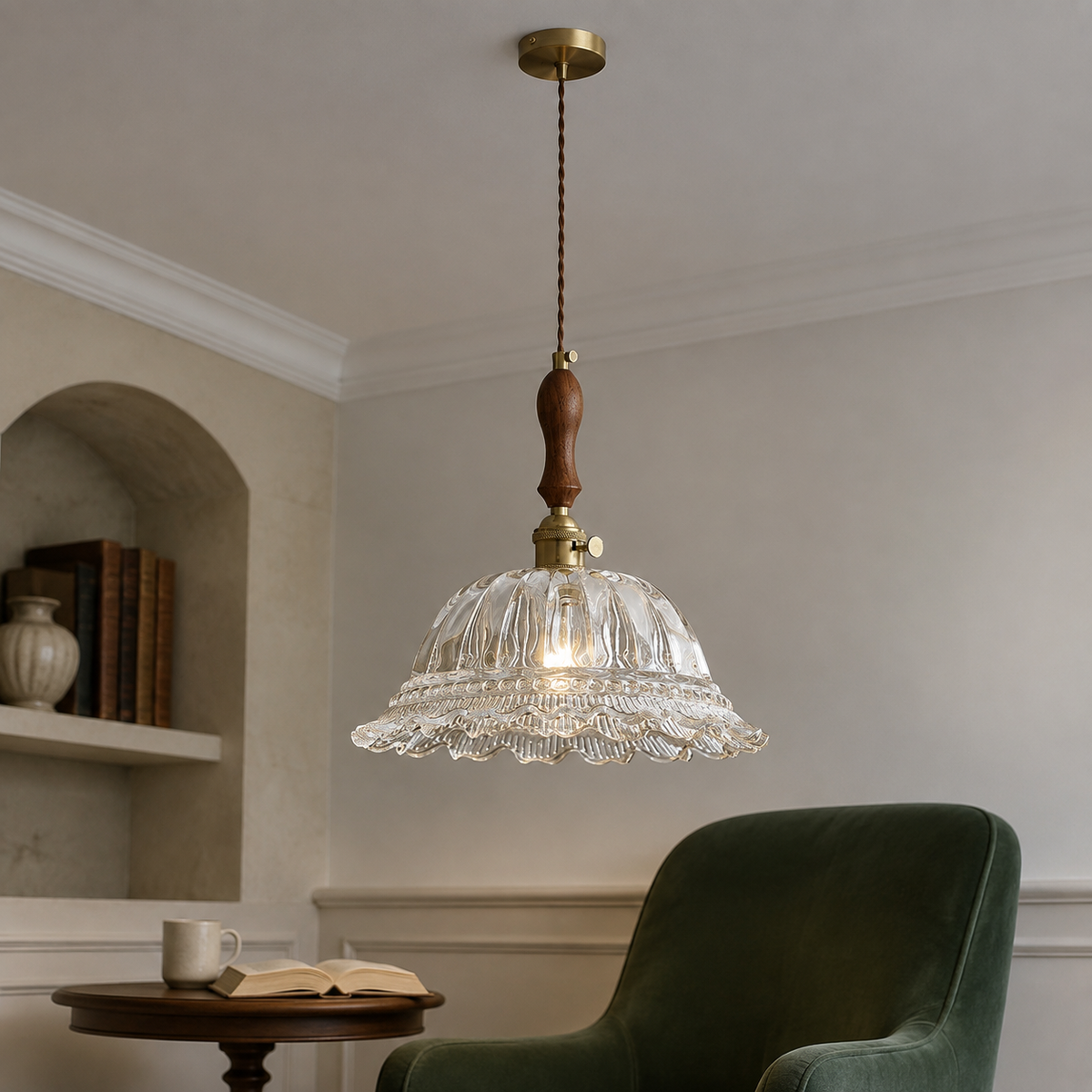 French vintage design pendant lights with brass base