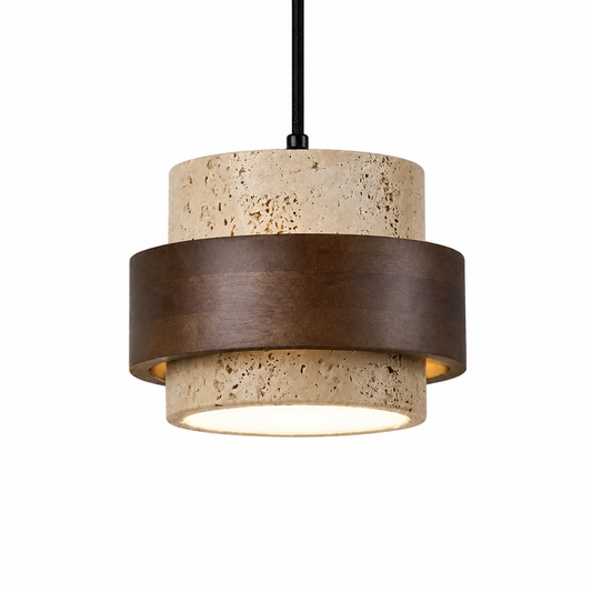 Wabi-sabi travertine pendant lamp designed for bedside