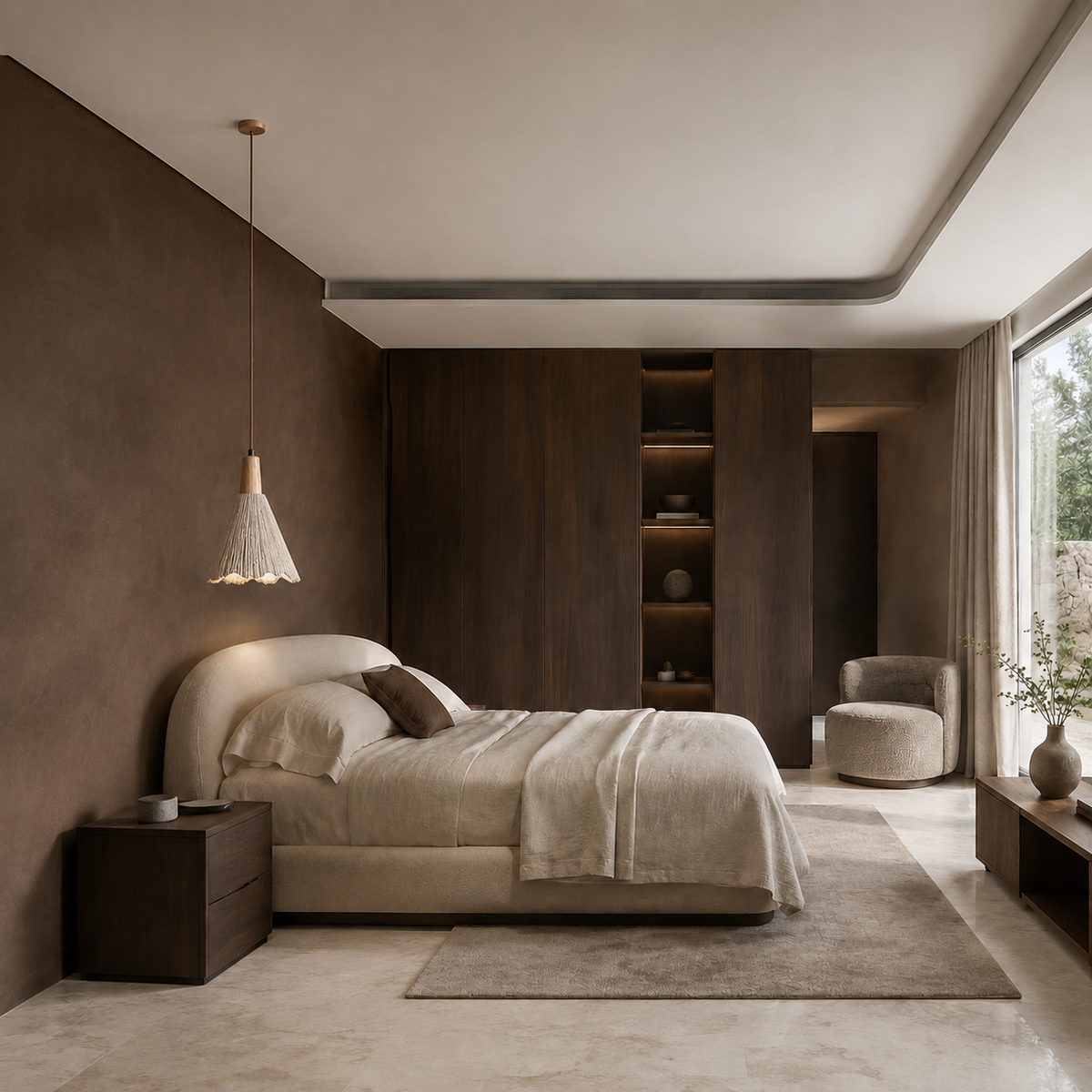 Suspension design en travertin pour chambre à coucher