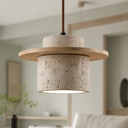 LUXELY japanische minimalistische Pendelleuchte aus Travertin