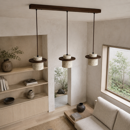 LUXELY japanische minimalistische Pendelleuchte aus Travertin