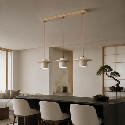 LUXELY japanische minimalistische Pendelleuchte aus Travertin