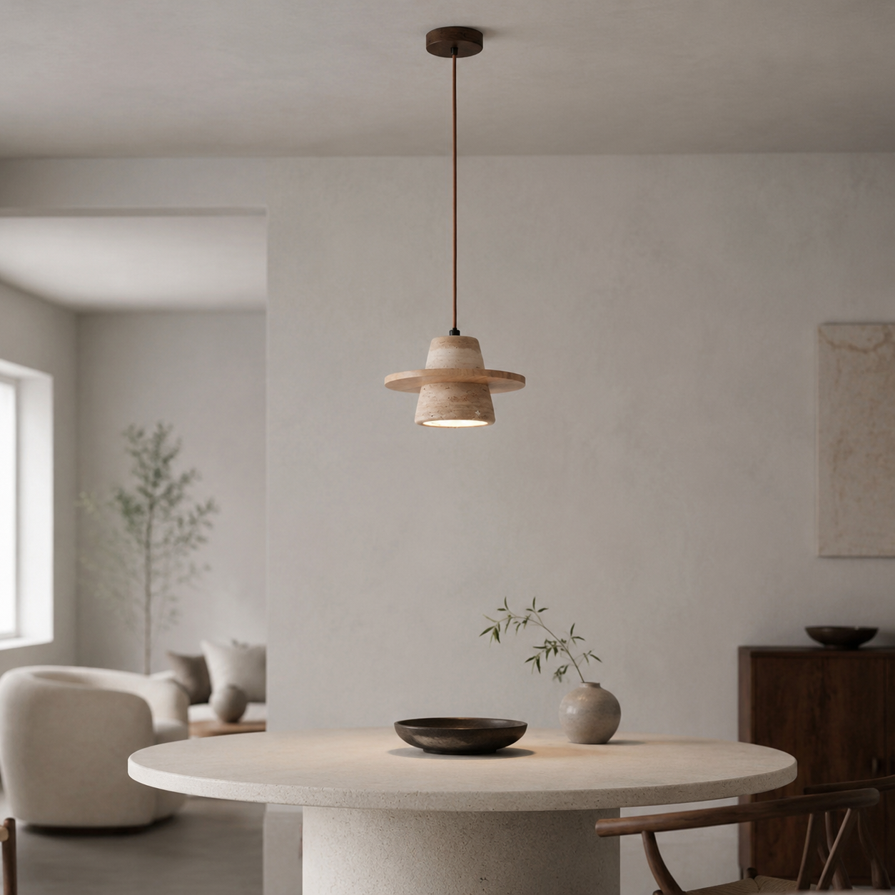 LUXELY Travertine stone LED pendant lamp