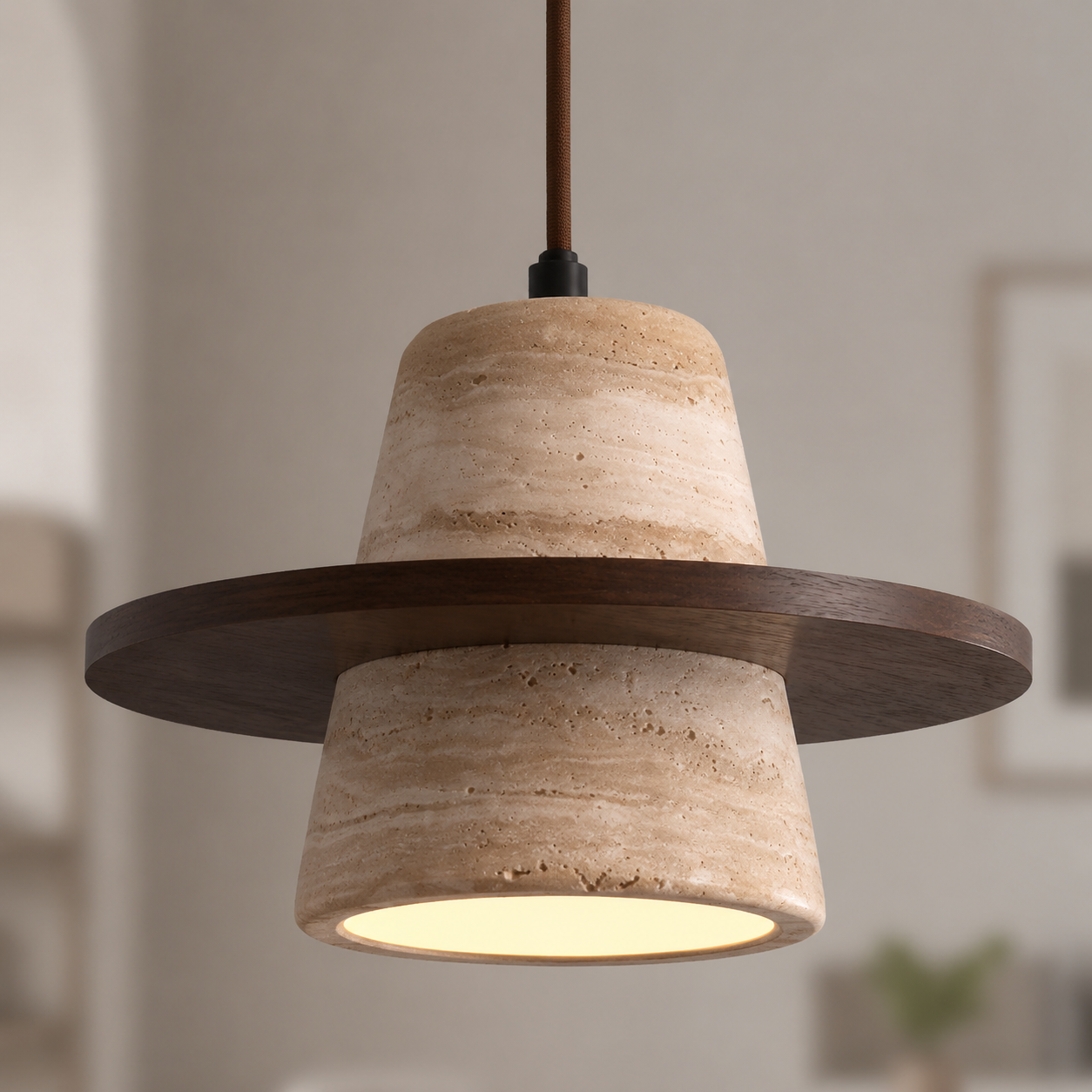 LUXELY Travertine stone LED pendant lamp
