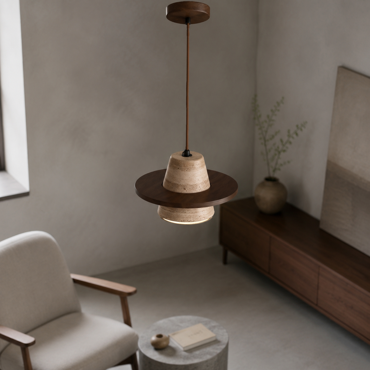 LUXELY Travertine stone LED pendant lamp