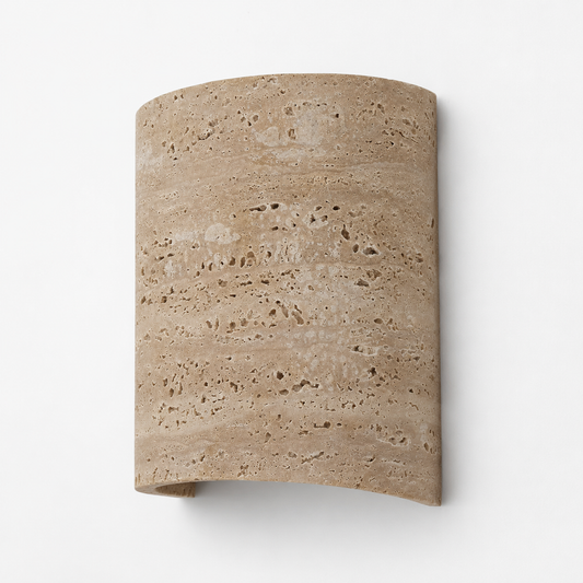 Vintage natural travertine flush wall lamp IP65