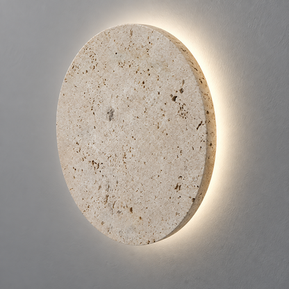Travertine round wall lamp