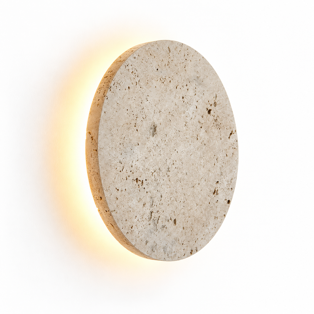 Travertine round wall lamp