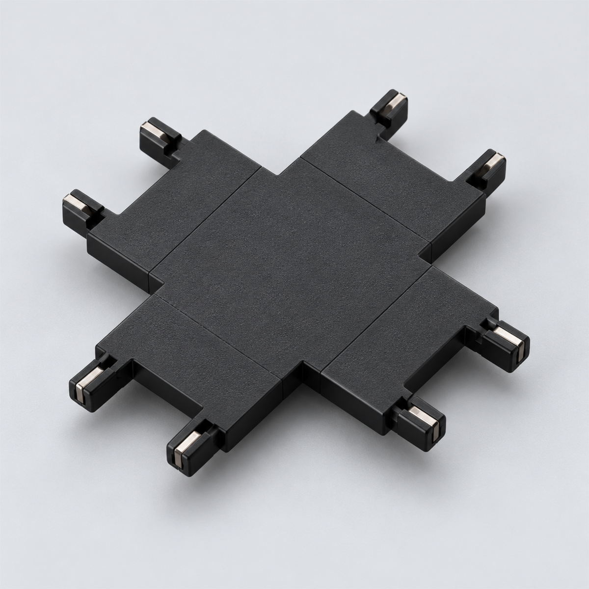 Black cross connector, ultra-thin magnetic track component.