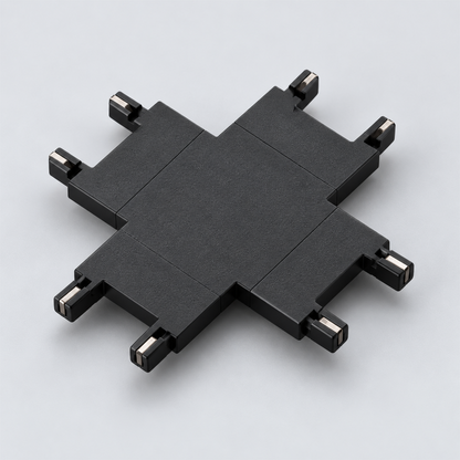 Black cross connector, ultra-thin magnetic track component.