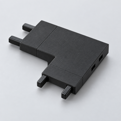 Black l connector, ultra-thin magnetic track component.
