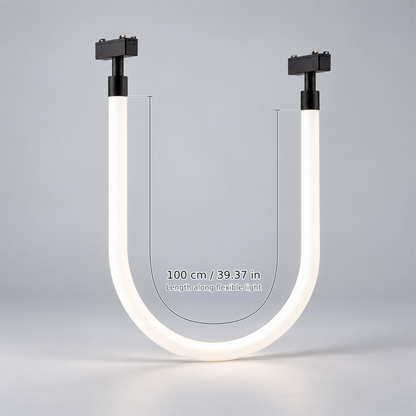 Black length 100 cm (flexible light) with dimension lines in centimetres and inches: Length along flexible light 100 cm / 39.37 in.