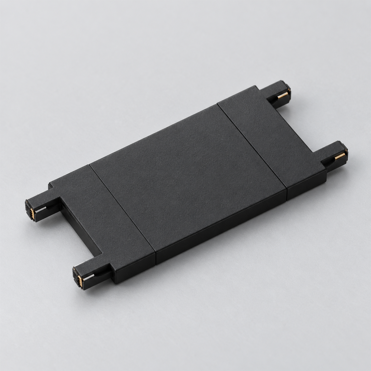 Black straight connector, ultra-thin magnetic track component.