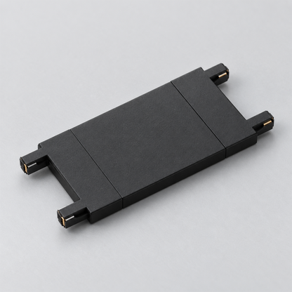 Black straight connector, ultra-thin magnetic track component.