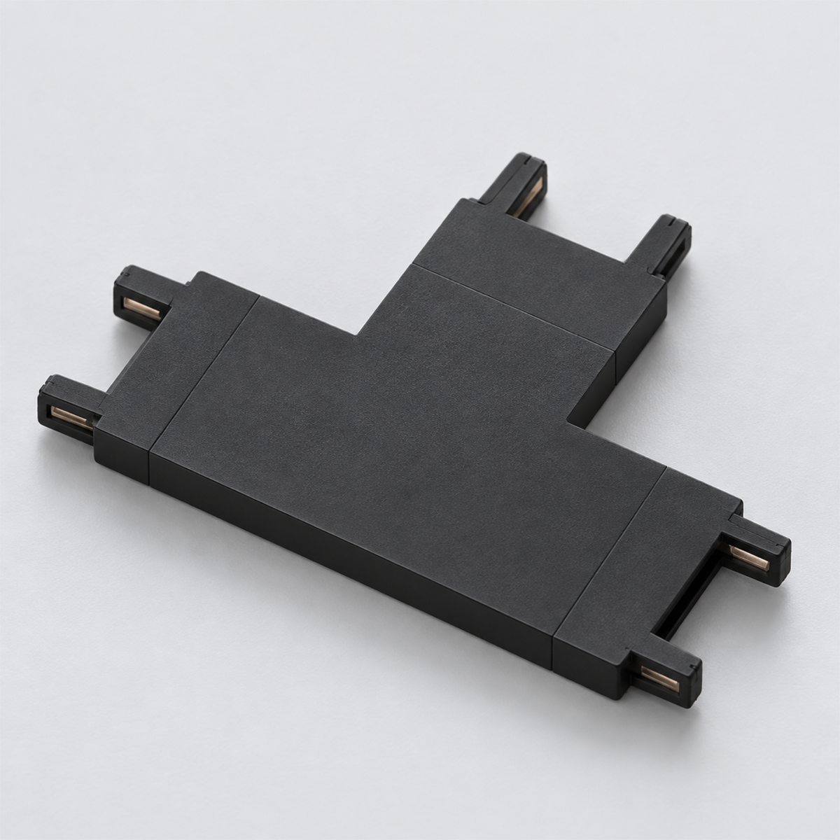 Black t connector, ultra-thin magnetic track component.
