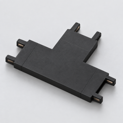 Black t connector, ultra-thin magnetic track component.