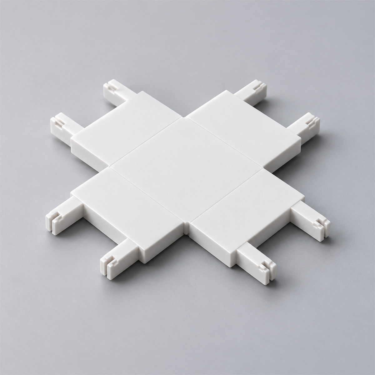 White cross connector, ultra-thin magnetic track component.