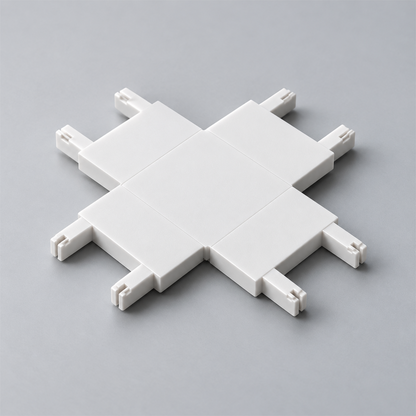 White cross connector, ultra-thin magnetic track component.