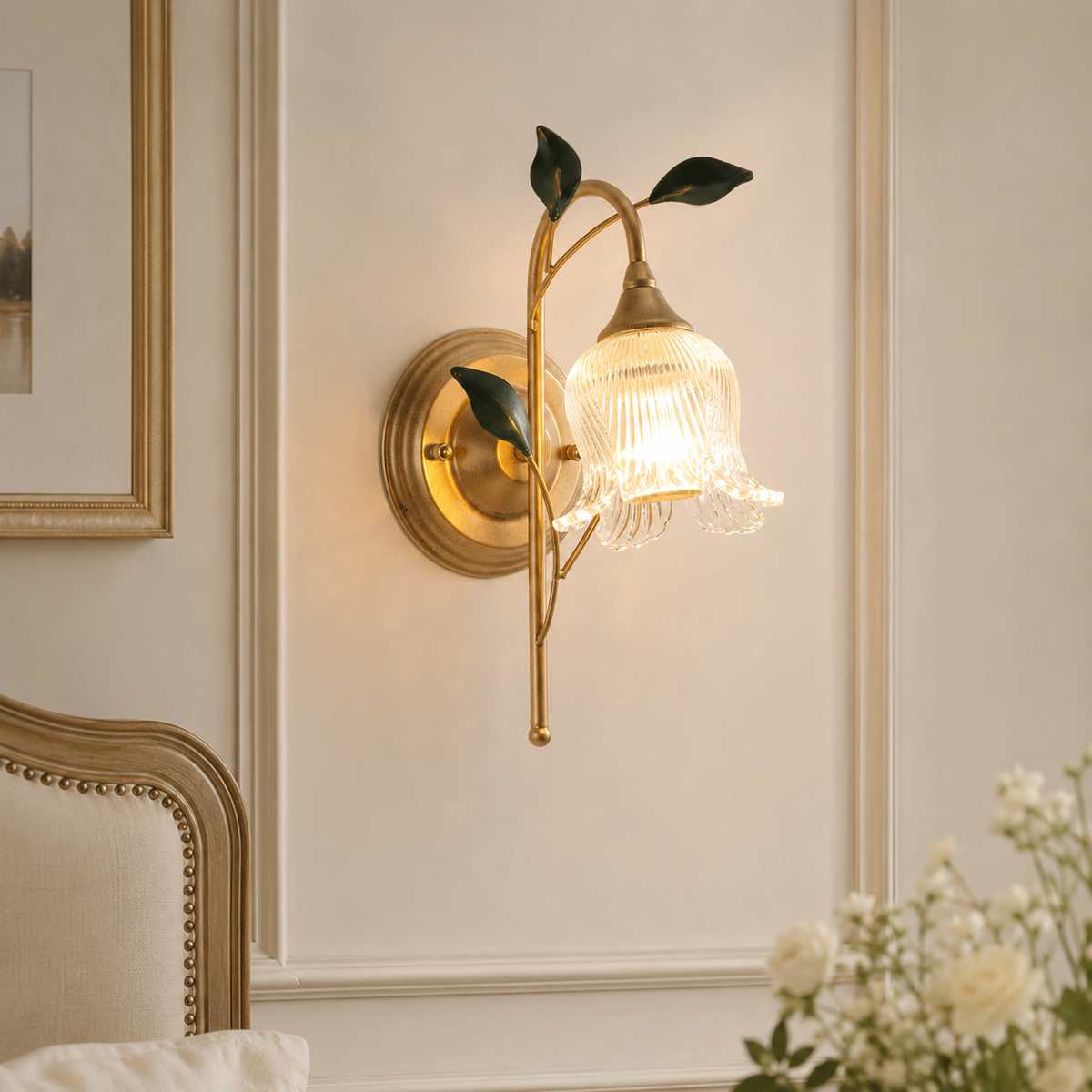 French pastoral flower wall sconce