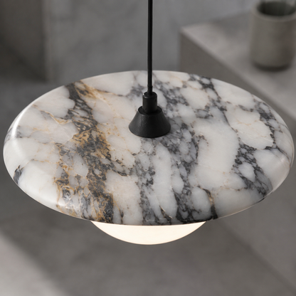 Italiensk vit-svart marmor pendellampa