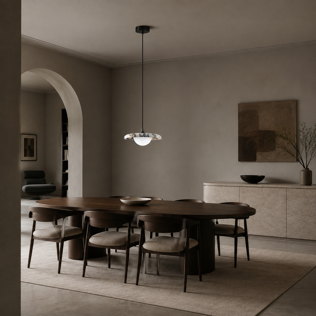 Italiensk vit-svart marmor pendellampa