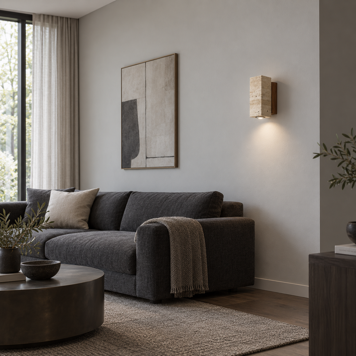 Sconce med dekor i travertin