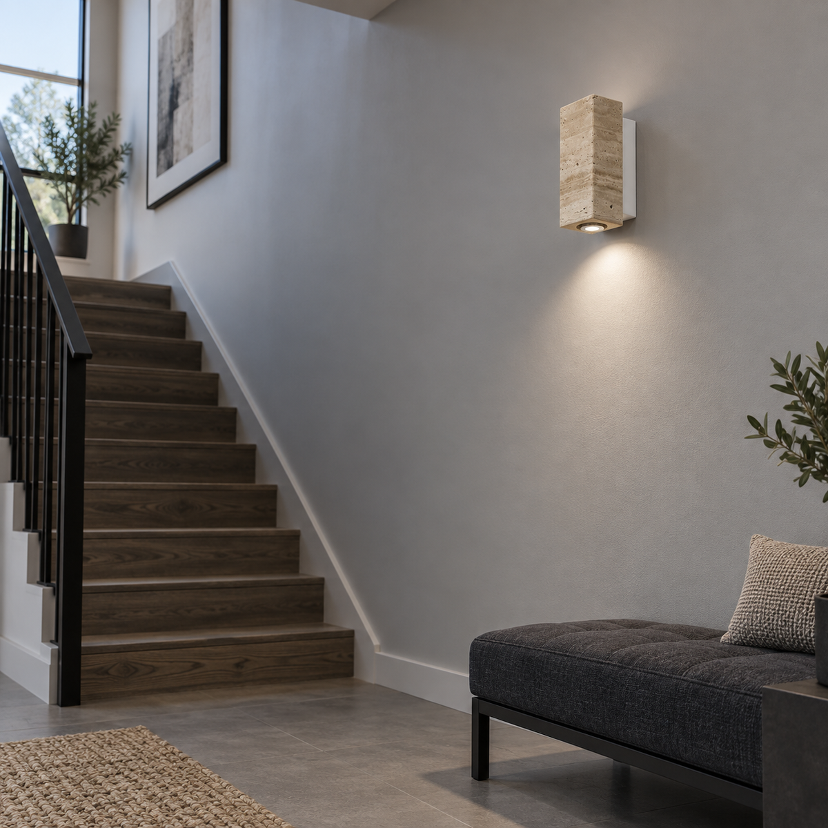 Sconce med dekor i travertin