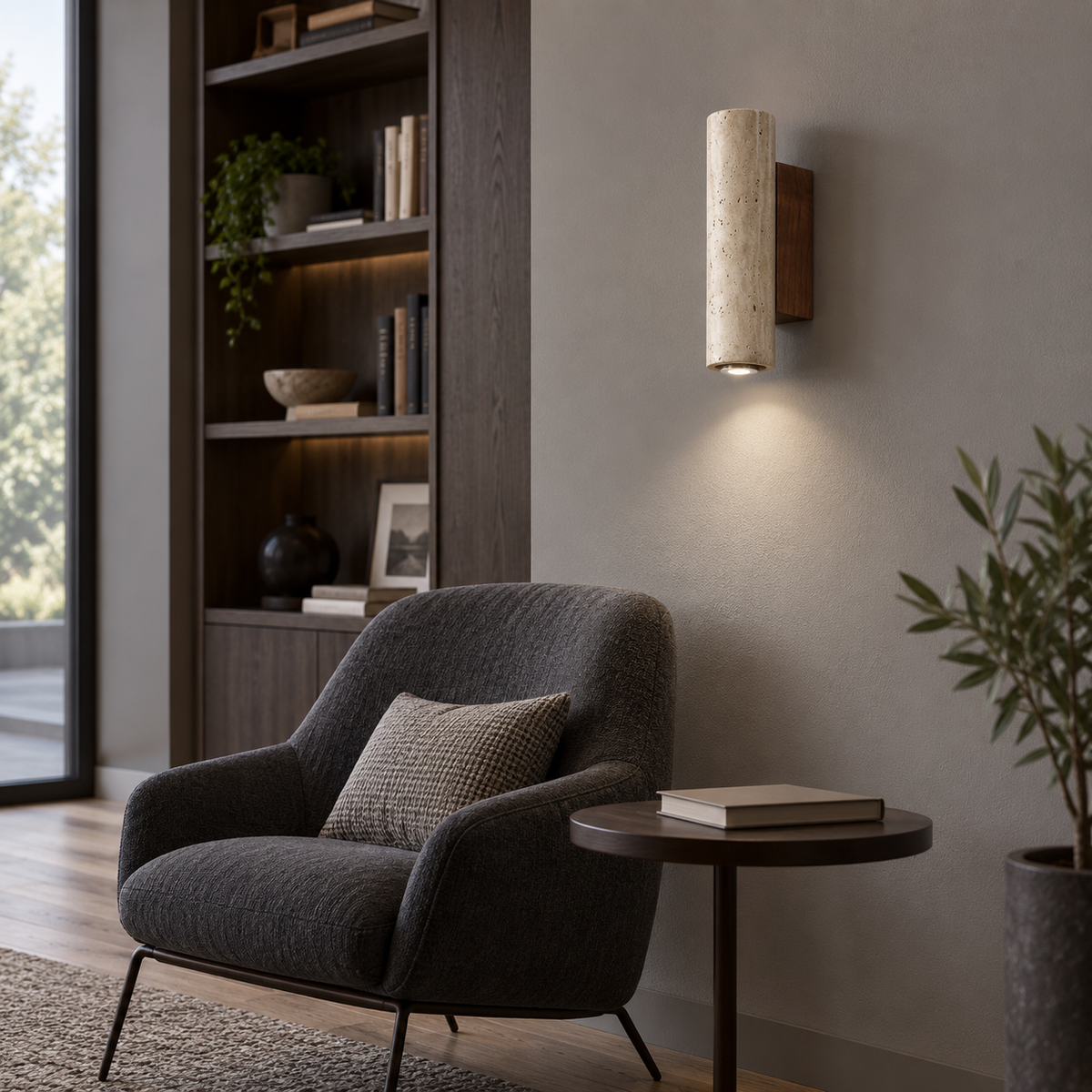 Sconce med dekor i travertin