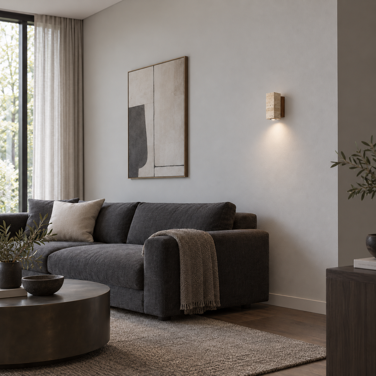 Sconce med dekor i travertin