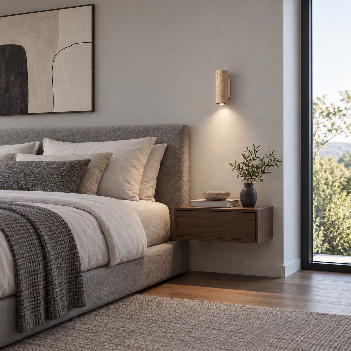 Sconce med dekor i travertin