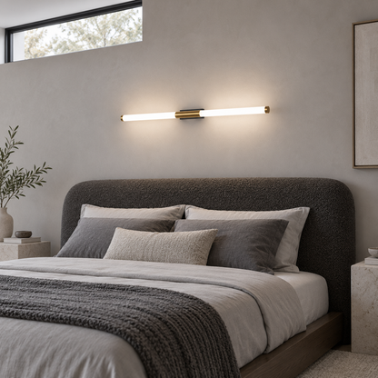 Liniar shape bedroom wall light with gold accent