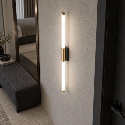 Liniar shape bedroom wall light with gold accent