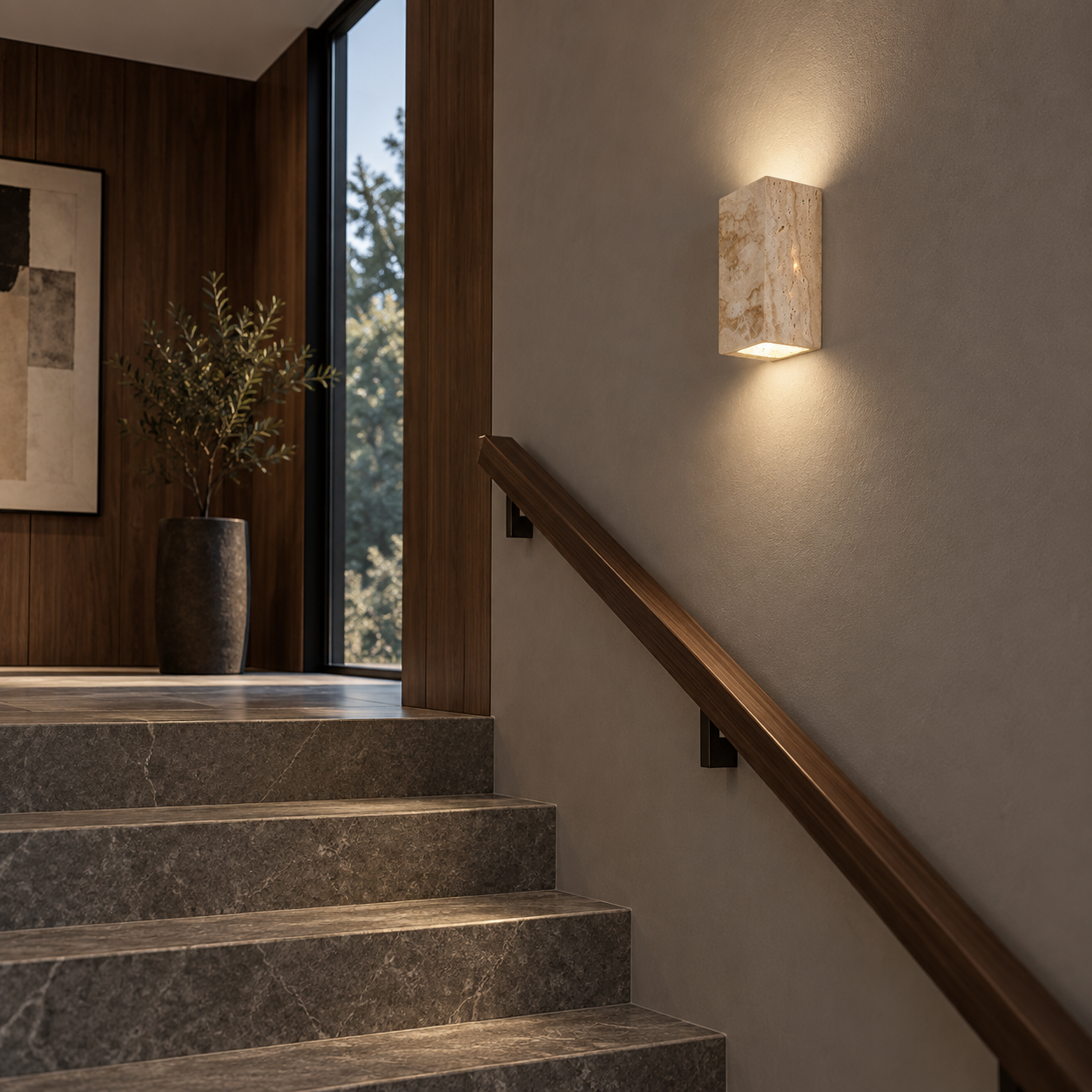 Yellow stone wall lamp