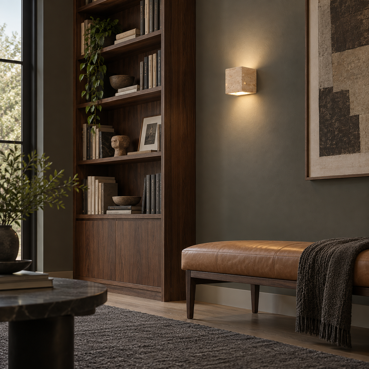Yellow stone wall lamp