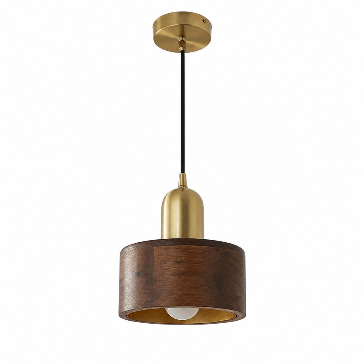 Suspension vintage en bois brun pour salle à manger