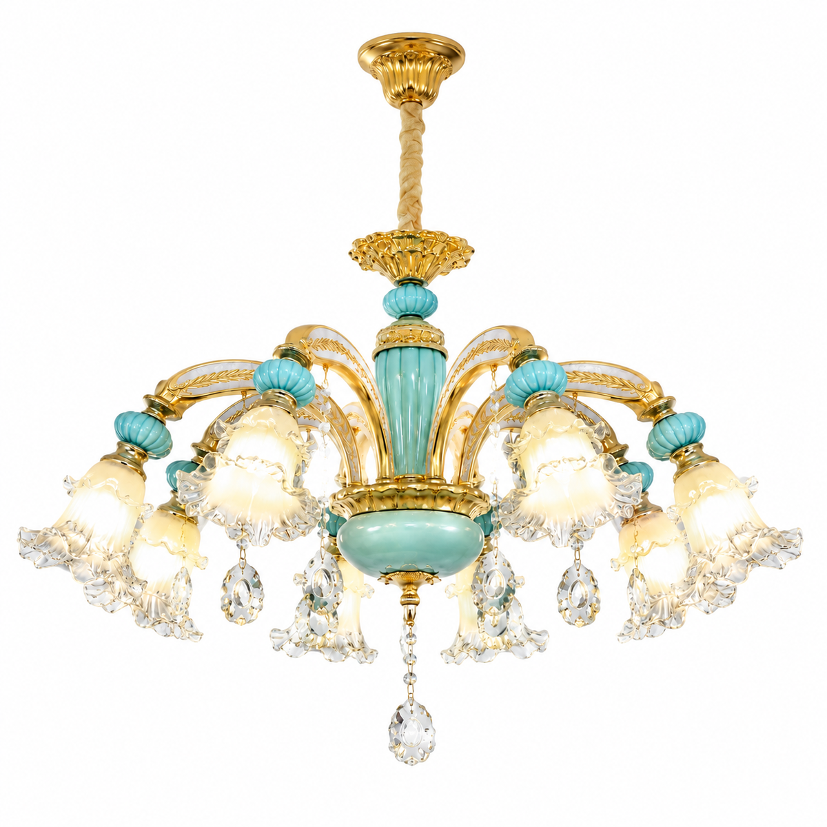 Crystal royal luxury chandelier on a clean white background