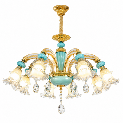 Crystal royal luxury chandelier on a clean white background