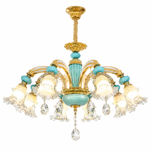 Crystal royal luxury chandelier on a clean white background