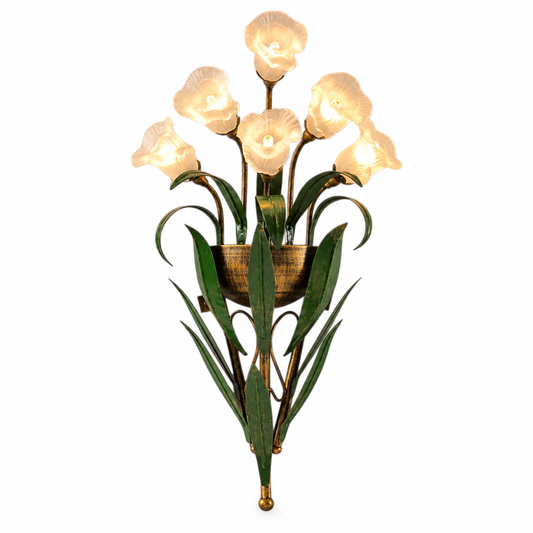 French country flower wall light on a clean white background