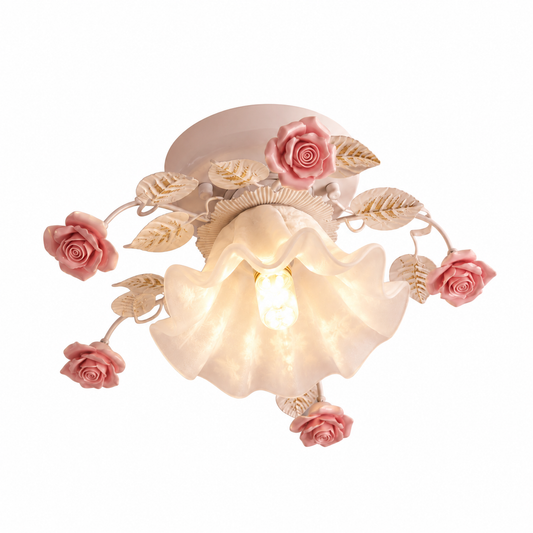 Korean garden rose ceiling light vintage on a clean white background