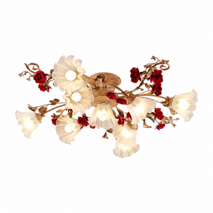Queen floral ceiling light for bedroom on a clean white background
