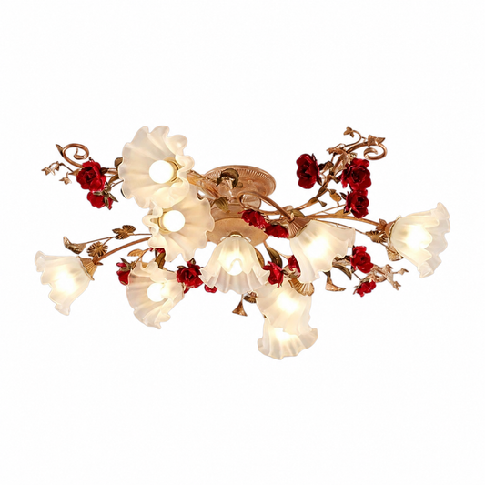 Queen floral ceiling light for bedroom on a clean white background