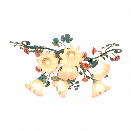 Korean pastoral rose ceiling light romantic on a clean white background