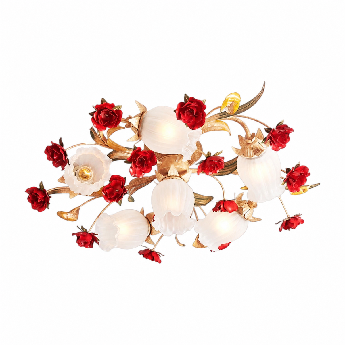 Romantic red rose ceiling light on a clean white background