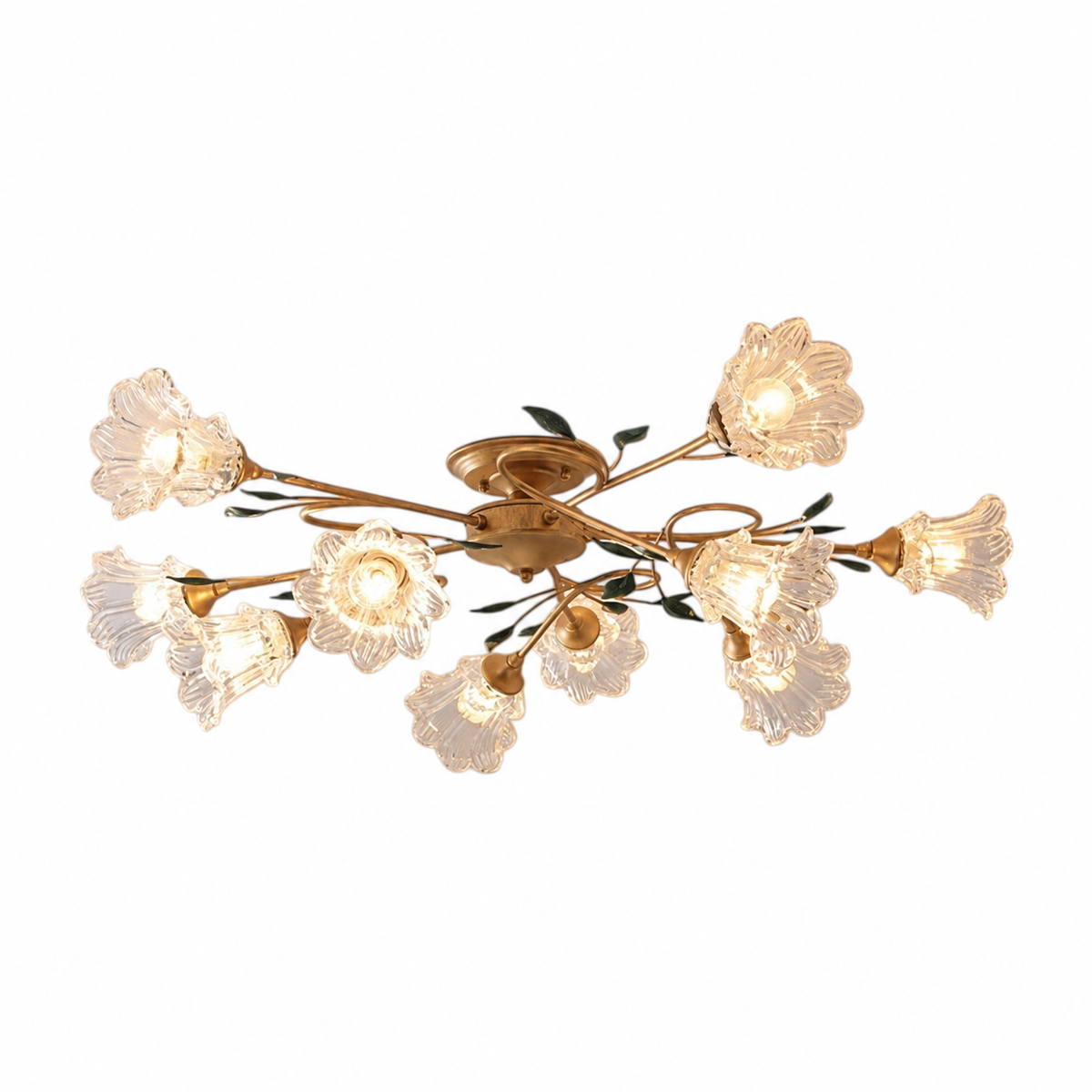 Countryside glass floral ceiling light on a clean white background