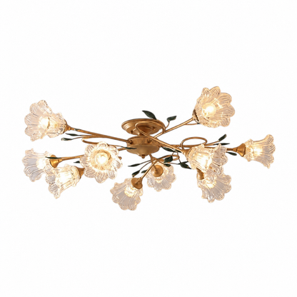 Countryside glass floral ceiling light on a clean white background