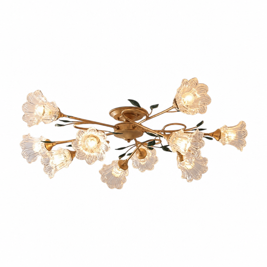 Countryside glass floral ceiling light on a clean white background