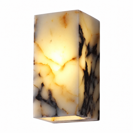 Luxury bedroom sconce marble with black shades on a clean white background