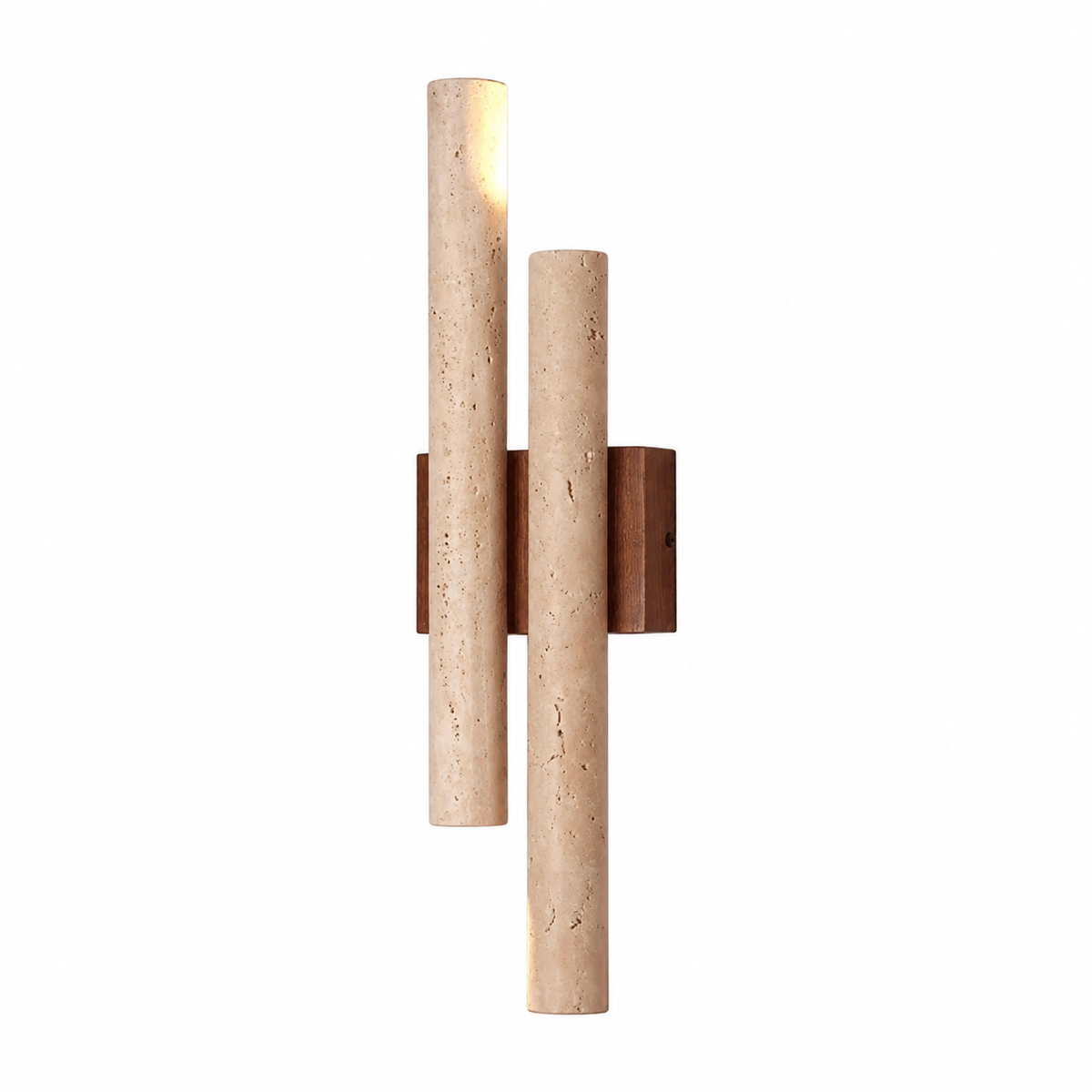 Travertine stone bedroom wall lamp up and down on a clean white background