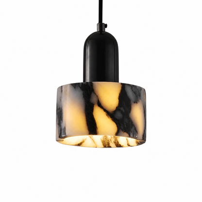 Luxury alabaster marble small pendant light on a pure white background